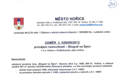 Provoz kina Hořice v Podkrkonoší